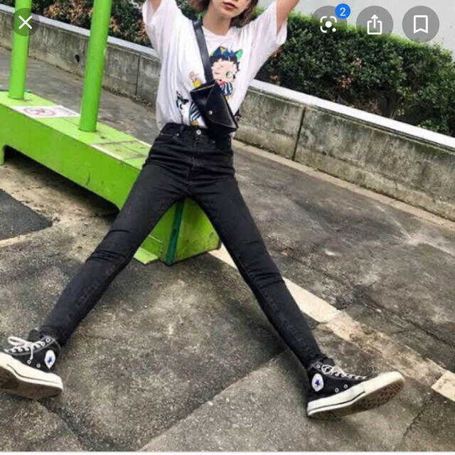 新品タグ付き:Moussy HW Rebirth Black Skinny 27