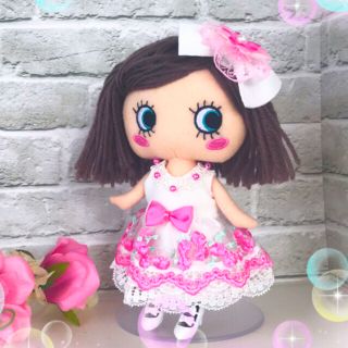 アタオ(ATAO)のイーマリー服　白と薄ピンクのワンピースセット(ぬいぐるみ)