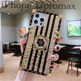 新製品 iPhone12promaxケース リング付き ラグジュアリー　金(iPhoneケース)