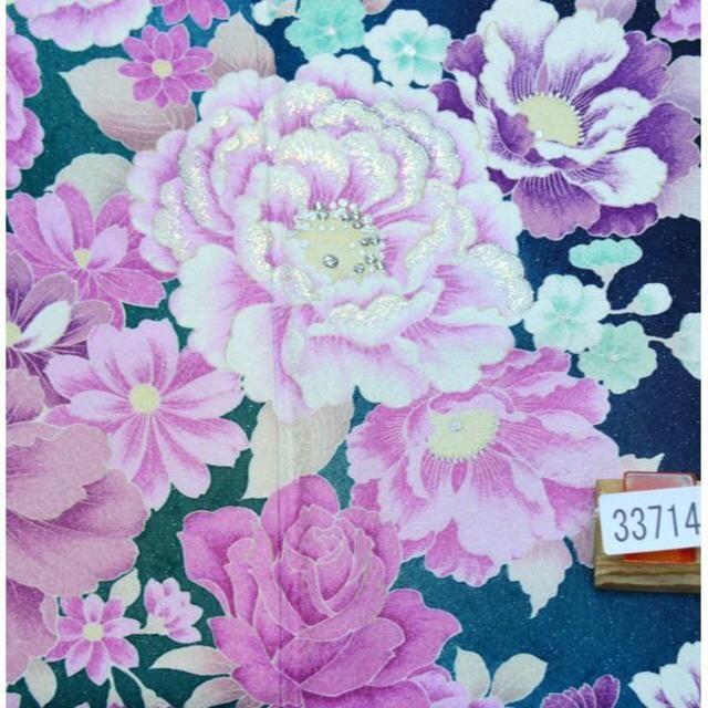 セール通販 ハンドメイドys様 振袖 正絹 着物単品 百花繚乱 緑×紺