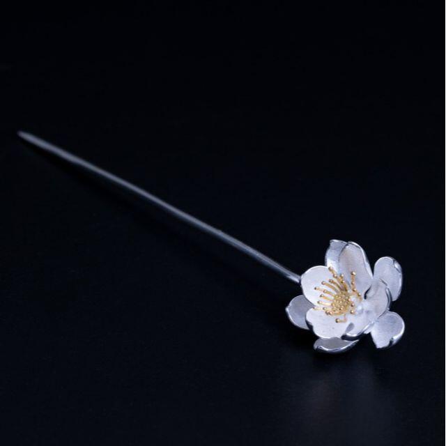 ＜受注制作＞蓮の花のかんざし　ハス　はす　シルバー　K017
