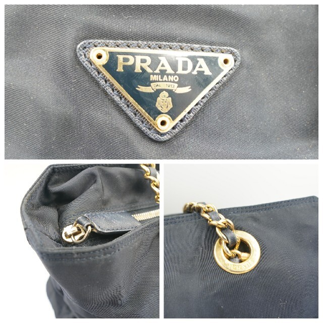 PRADA(プラダ)の良好 PRADA プラダ チェーン キルティング 三角ロゴプレート ショルダー レディースのバッグ(ショルダーバッグ)の商品写真