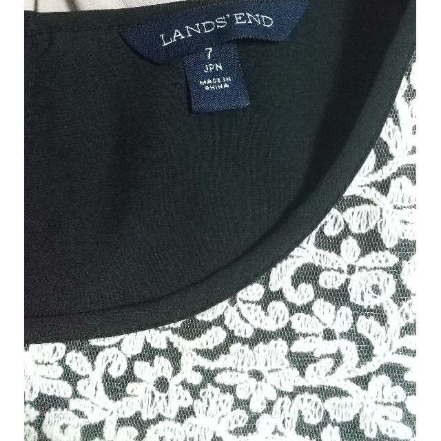 LANDS’END(ランズエンド)の黒白 ミックスレース ブラウス レディースのトップス(シャツ/ブラウス(半袖/袖なし))の商品写真