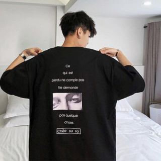  【2021夏新作】韓国   プリント　ビッグシルエットTシャツ　ブ　黒(Tシャツ/カットソー(半袖/袖なし))