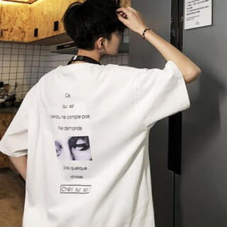 【2021夏新作】韓国 プリント　ビッグシルエット　Tシャツ　ホワイト(Tシャツ/カットソー(半袖/袖なし))