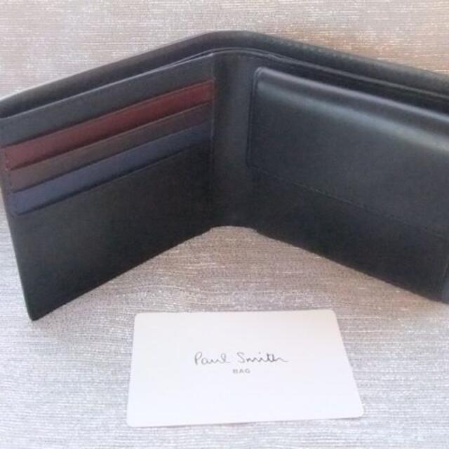 新品■ポールスミス■カラーバンド 2つ折り財布 ブラック 黒