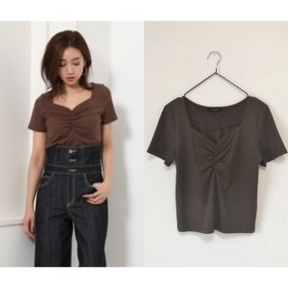 リエンダ(rienda)のrienda フロントギャザーリブトップス　moussy ZARA H&M(カットソー(半袖/袖なし))