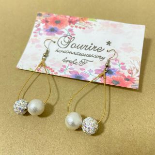 ピアス　コットンパール　ハンドメイド(ピアス)