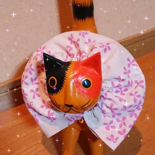 ピンク小花柄♥️ねこちゃんふわふわ首輪♥️猫(猫)