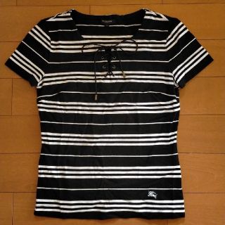 バーバリー(BURBERRY)のBURBERRY LONDON レースアップ マルチボーダー カットソー (カットソー(半袖/袖なし))