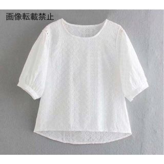 ザラ(ZARA)の💠6月新作🦋4529◆white ホワイト カットレース ブラウス(シャツ/ブラウス(長袖/七分))