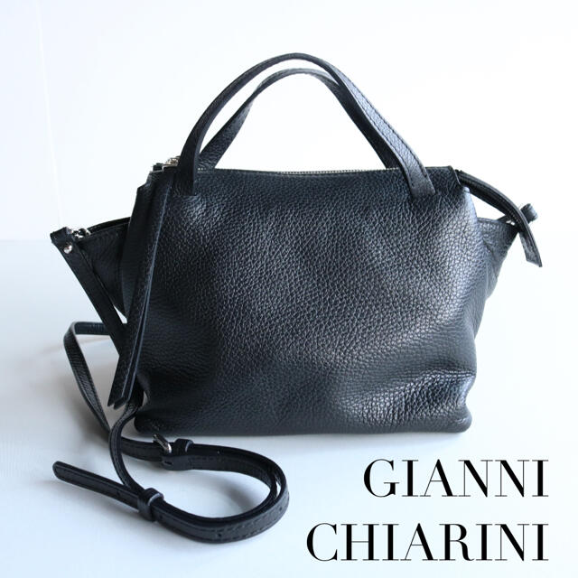 GIANNI CHIARINI✨ショルダーバッグ オリガミ ブラック 黒約14cm持ち手