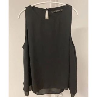 ザラ(ZARA)の新品未使用★ZARA ノースリーブ トップス ブラウス S ブラック(シャツ/ブラウス(半袖/袖なし))