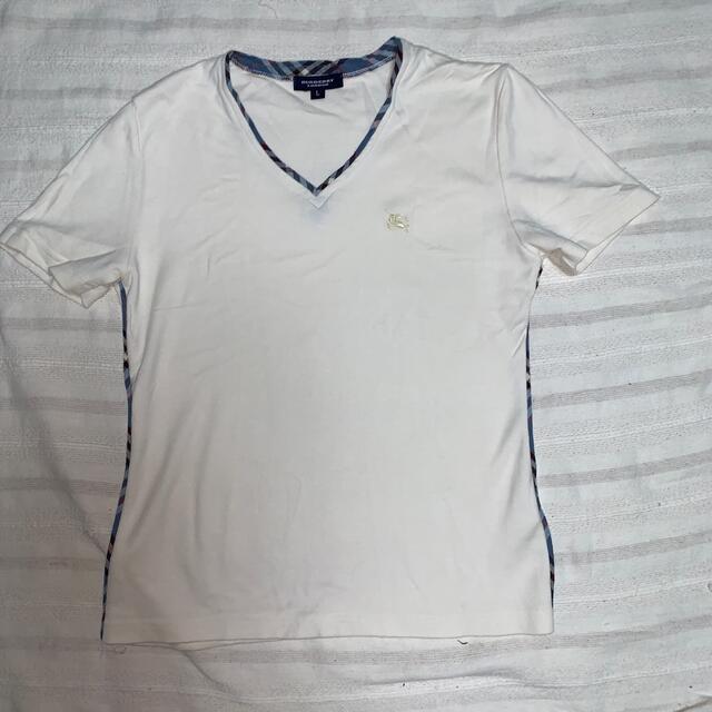 BURBERRY(バーバリー)のバーバリー　VネックTシャツ　L レディースのトップス(Tシャツ(半袖/袖なし))の商品写真