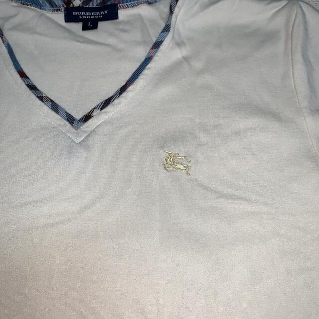 BURBERRY(バーバリー)のバーバリー　VネックTシャツ　L レディースのトップス(Tシャツ(半袖/袖なし))の商品写真