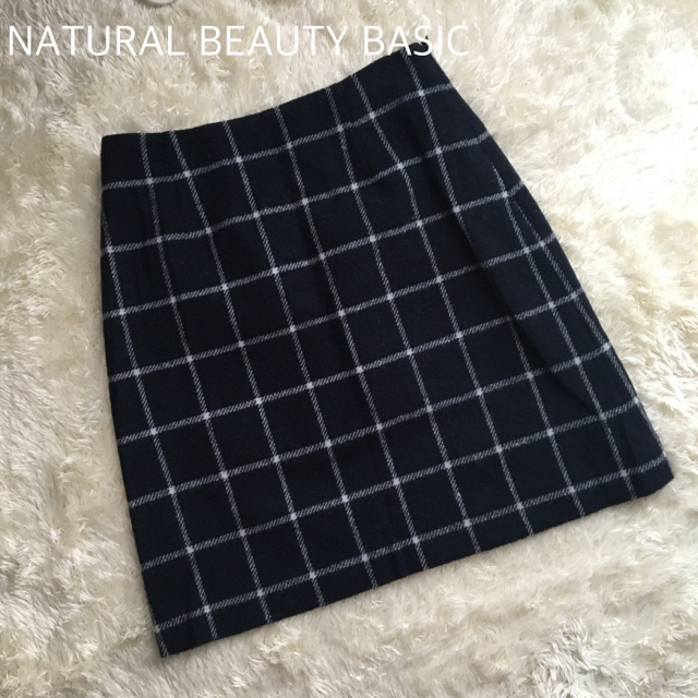 NATURAL BEAUTY BASIC(ナチュラルビューティーベーシック)のNBB ウールチェックスカート レディースのスカート(ミニスカート)の商品写真