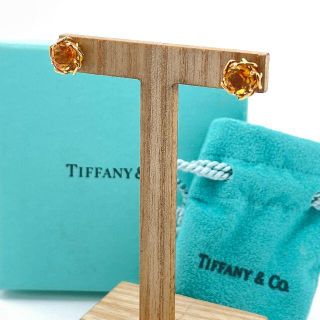 ティファニー(Tiffany & Co.)の希少 美品 ティファニー シトリン ゴールド スパークラ ピアス UZ19(ピアス)