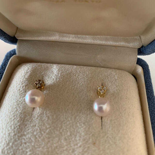 MIKIMOTO(ミキモト)の専用！　ミキモト　ダイヤ付きパールイヤリング レディースのアクセサリー(イヤリング)の商品写真