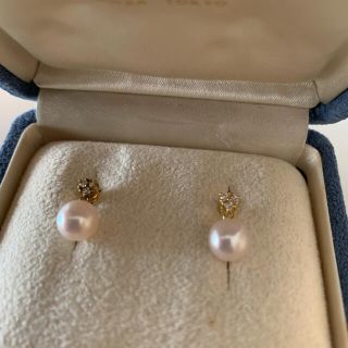 ミキモト(MIKIMOTO)の専用！　ミキモト　ダイヤ付きパールイヤリング(イヤリング)