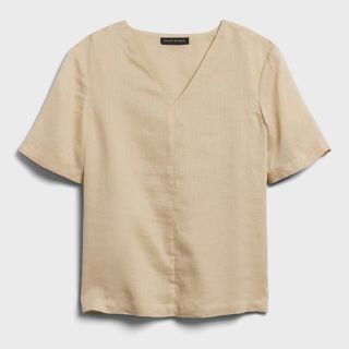 バナナリパブリック(Banana Republic)のバナナリパブリック　 Banana Republic ラミー Vネックトップス(シャツ/ブラウス(半袖/袖なし))