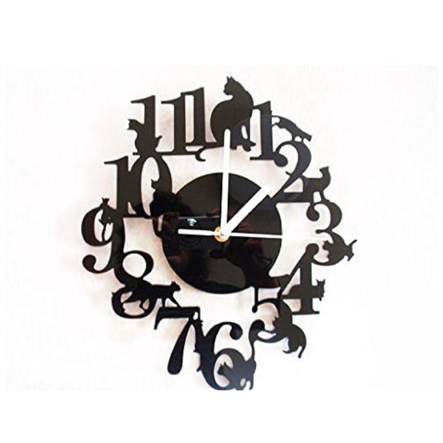 激可愛い♡黒猫 掛け時計 フック セット アンティーク インテリア 壁掛け時計 インテリア/住まい/日用品のインテリア小物(掛時計/柱時計)の商品写真