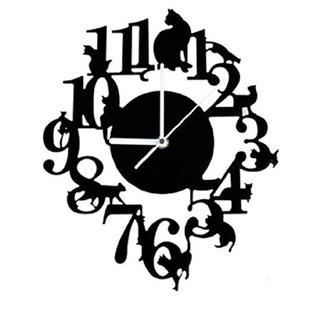 激可愛い♡黒猫 掛け時計 フック セット アンティーク インテリア 壁掛け時計(掛時計/柱時計)