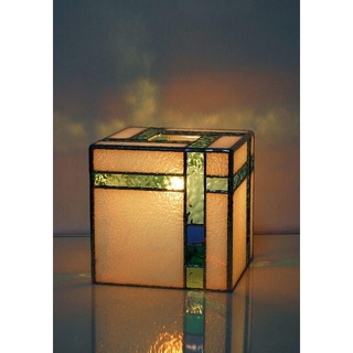 アクアキューブ　ステンドグラスの行灯　高さ14.5cm(インテリア雑貨)