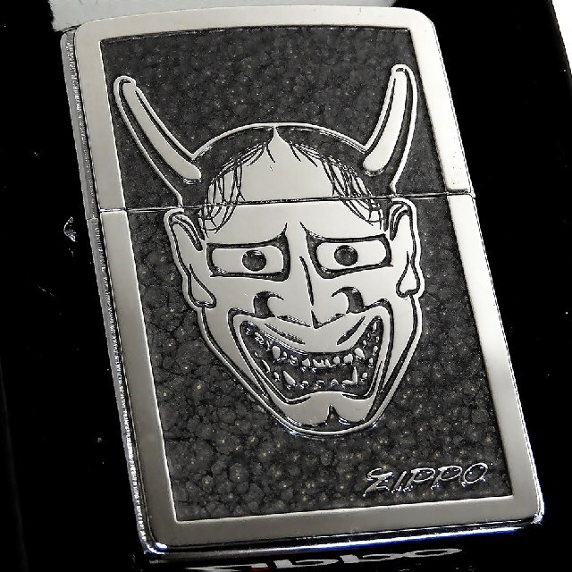 送料無料☆zippo☆両面加工☆能面☆般若/狐☆GY☆ジッポ