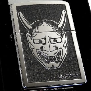 ジッポー(ZIPPO)の送料無料☆zippo☆両面加工☆能面☆般若/狐☆GY☆ジッポ(タバコグッズ)