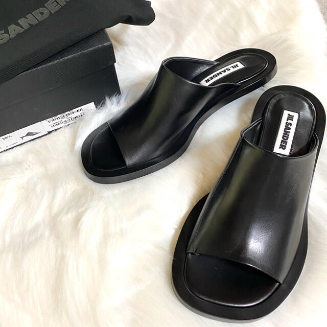 国内外の人気 Jil Sander ジルサンダー☆スクエアトゥレザーミュール