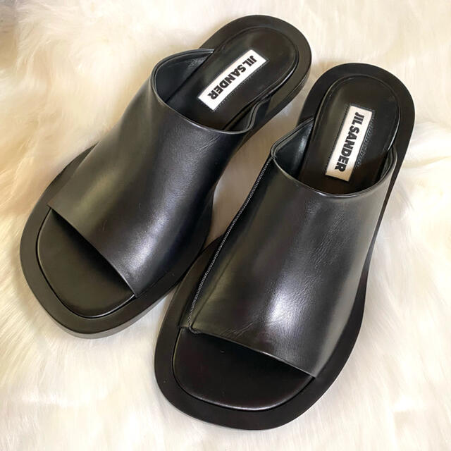 ☆JIL SANDER ジルサンダー☆スクエアトゥレザーミュール/36.5/新品