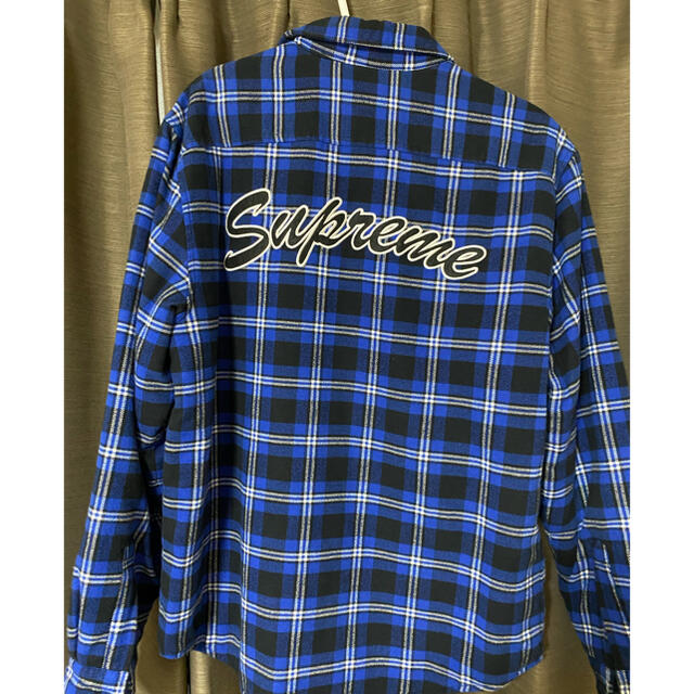 SUPREME Arc Logo Quilted Flannel Shirtblueサイズ