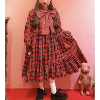 HEIHEI チェック ブルーxホワイト　長袖ロングワンピース　vintage