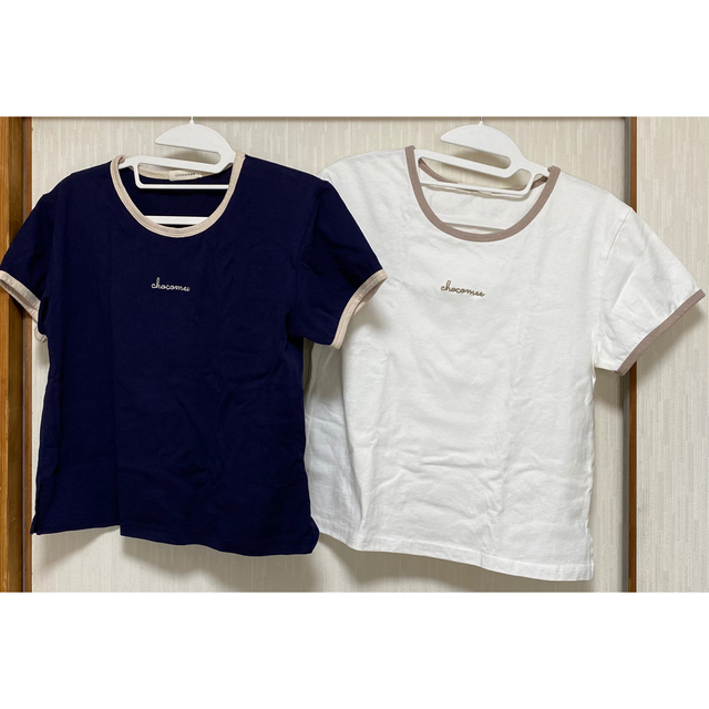 chocomee  リンガーTシャツ ホワイト・ネイビー 2枚セット レディースのトップス(Tシャツ(半袖/袖なし))の商品写真