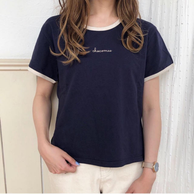 chocomee  リンガーTシャツ ホワイト・ネイビー 2枚セット レディースのトップス(Tシャツ(半袖/袖なし))の商品写真