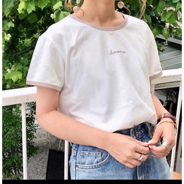 chocomee  リンガーTシャツ ホワイト・ネイビー 2枚セット レディースのトップス(Tシャツ(半袖/袖なし))の商品写真