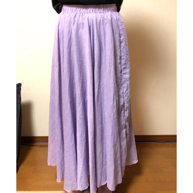 パープル色ロングスカート レディースのスカート(ロングスカート)の商品写真