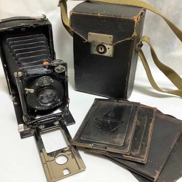 FOTOKOR◆蛇腹ヴィンテージカメラ　旧ソ連プレートカメラ稼働品1930年代