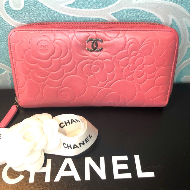 美品【正規品】シャネル CHANEL カメリア　長財布