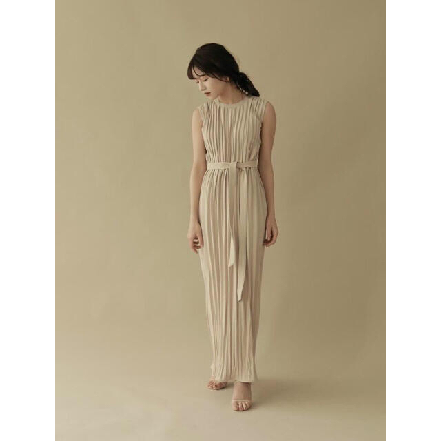 なし裏地L'Or Belted Pleats Dress