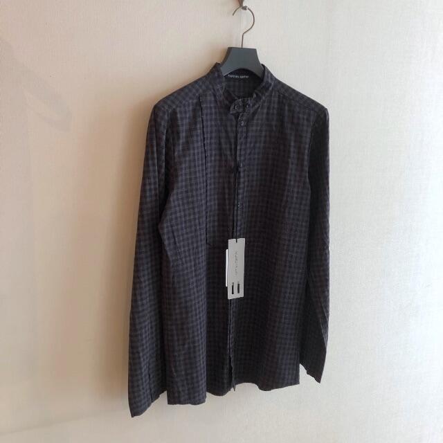 新品 hannes roether ハネスルーザー バンドカラー チェックシャツ