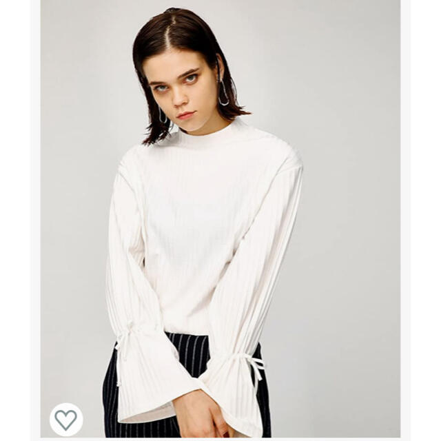 moussy(マウジー)のmoussy カットソー RIBBON SLEEVE RIB TOPS レディースのトップス(カットソー(長袖/七分))の商品写真