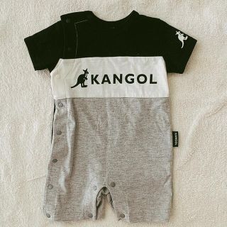 カンゴール(KANGOL)のカンゴール　ベビー服　ロンパース　50〜60cm ブラック×グレー×ホワイト(ロンパース)