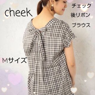 チークバイアルシーヴ(Cheek by archives)のcheek   チェック後リボンブラウス  Mサイズ(シャツ/ブラウス(半袖/袖なし))