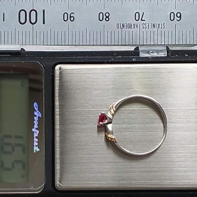 165　PT900＆K18　レッドベリル　0.129ct　3.9号　ソ付き レディースのアクセサリー(リング(指輪))の商品写真