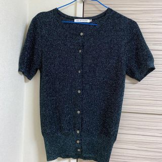 アズールバイマウジー(AZUL by moussy)のAZUL BY MOUSSY ラメ入りブラック系　半袖カーディガン(カーディガン)