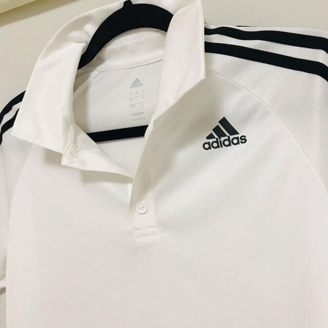 adidas(アディダス)の【超美品】adidas(アディダス)★シンプル白×黒★半袖ポロシャツ★L★ メンズのトップス(ポロシャツ)の商品写真