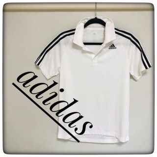 アディダス(adidas)の【超美品】adidas(アディダス)★シンプル白×黒★半袖ポロシャツ★L★(ポロシャツ)