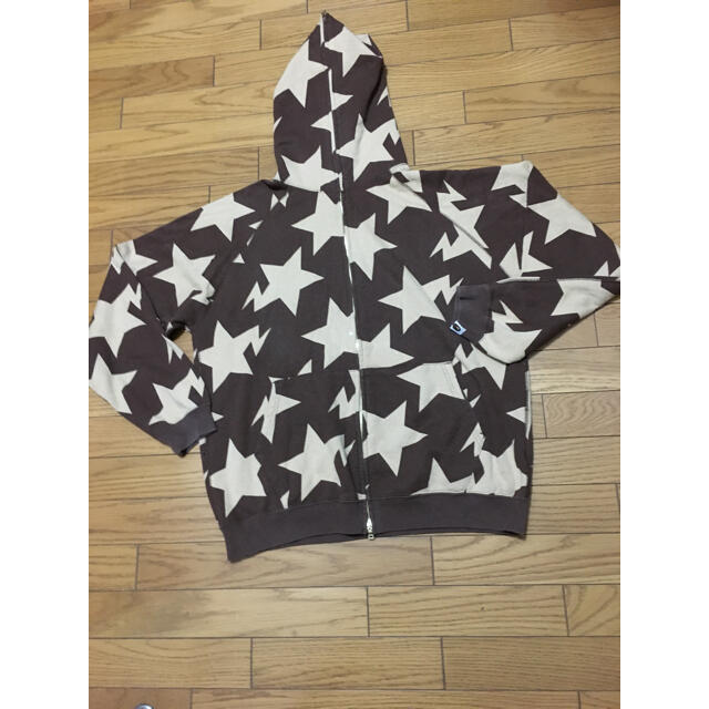 綿100％アベイシングエイプ　A BATHING APE　スターパーカー　L　グレー