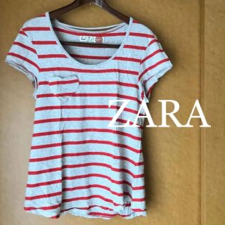 ザラ(ZARA)のZARA ボーダー　ハートポケット　Tシャツ カットソー(Tシャツ(半袖/袖なし))